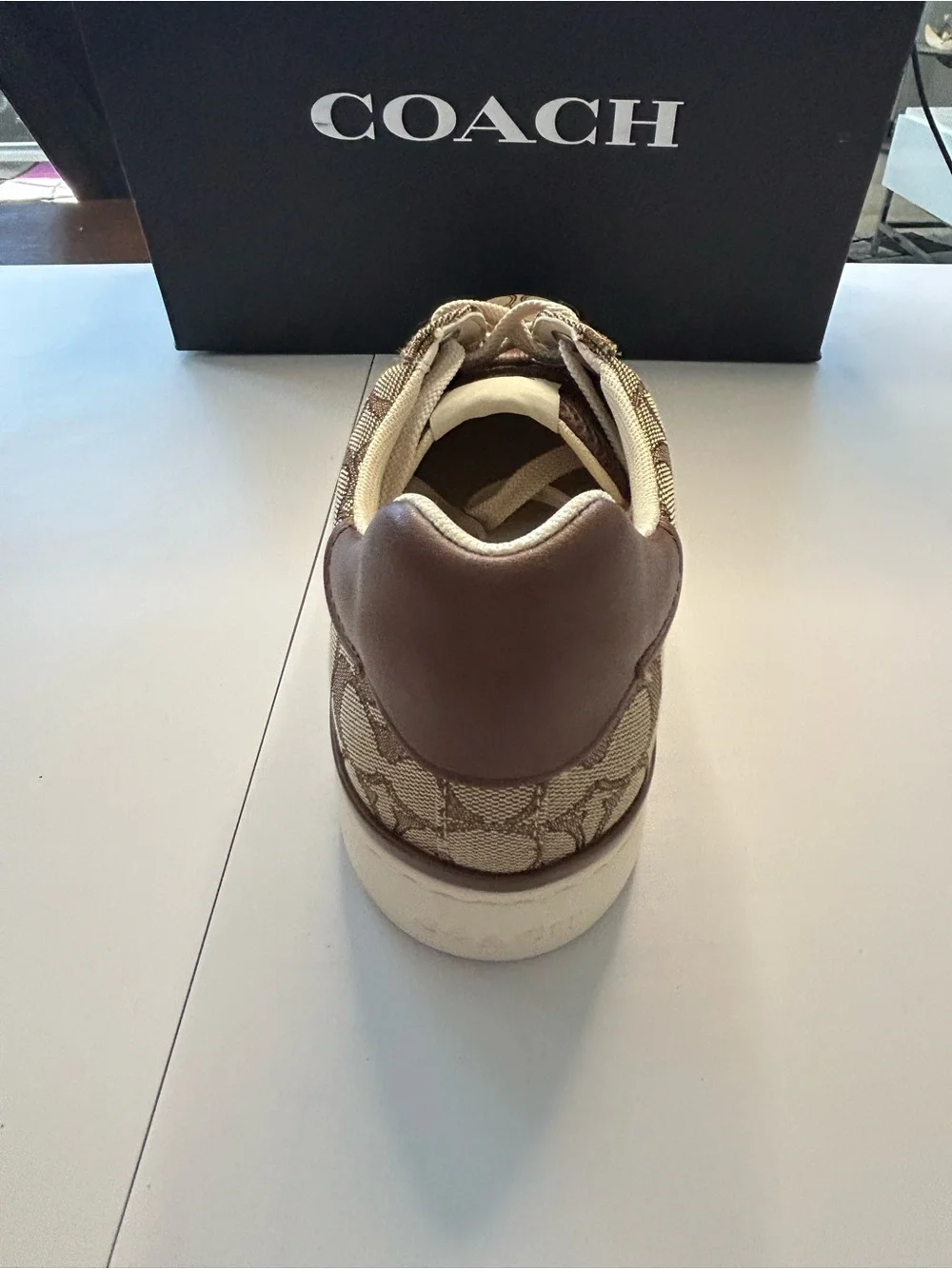 Coach Khaki Signature Canvas Lace-Up Sneakers